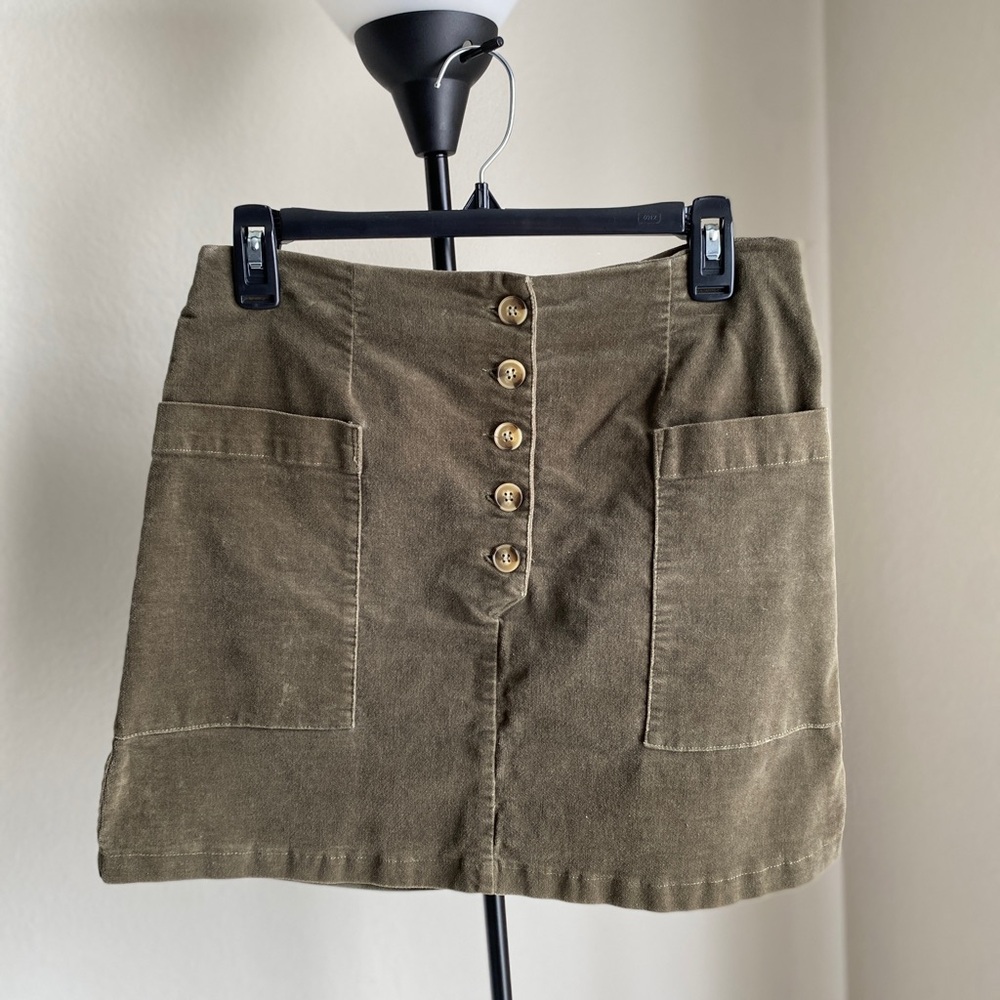 Olive Button-Front Mini Skirt Forever 21
